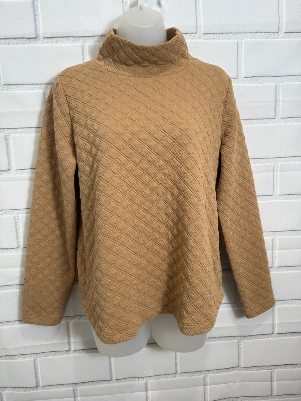J.Crew Textured Turtleneck Sweater Camel Tan Size XS Cozy Chic neutral style